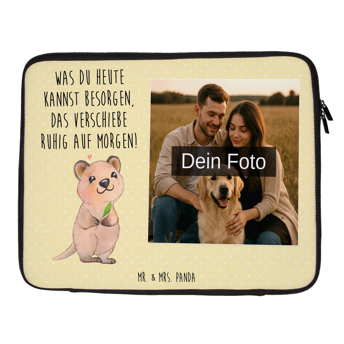 Personalisierte Foto Notebook Tasche Quokka Happy Laptoptasche mit Foto, Notebooktasche mit eigenem Foto, Foto Laptop Tasche, Laptoptasche Mit Fotodruck, Wasserfeste Notebooktasche Mit Wunschfoto, Laptoptasche mit eigenem Foto, Laptoptasche mit Bild, Lustige Sprüche, Tiere, Tiermotive, Gute Laune, Lustiger Spruch, Dinge Erledigen, Aufschieberitis, Quokka, Niedliches Tier, Verschieben