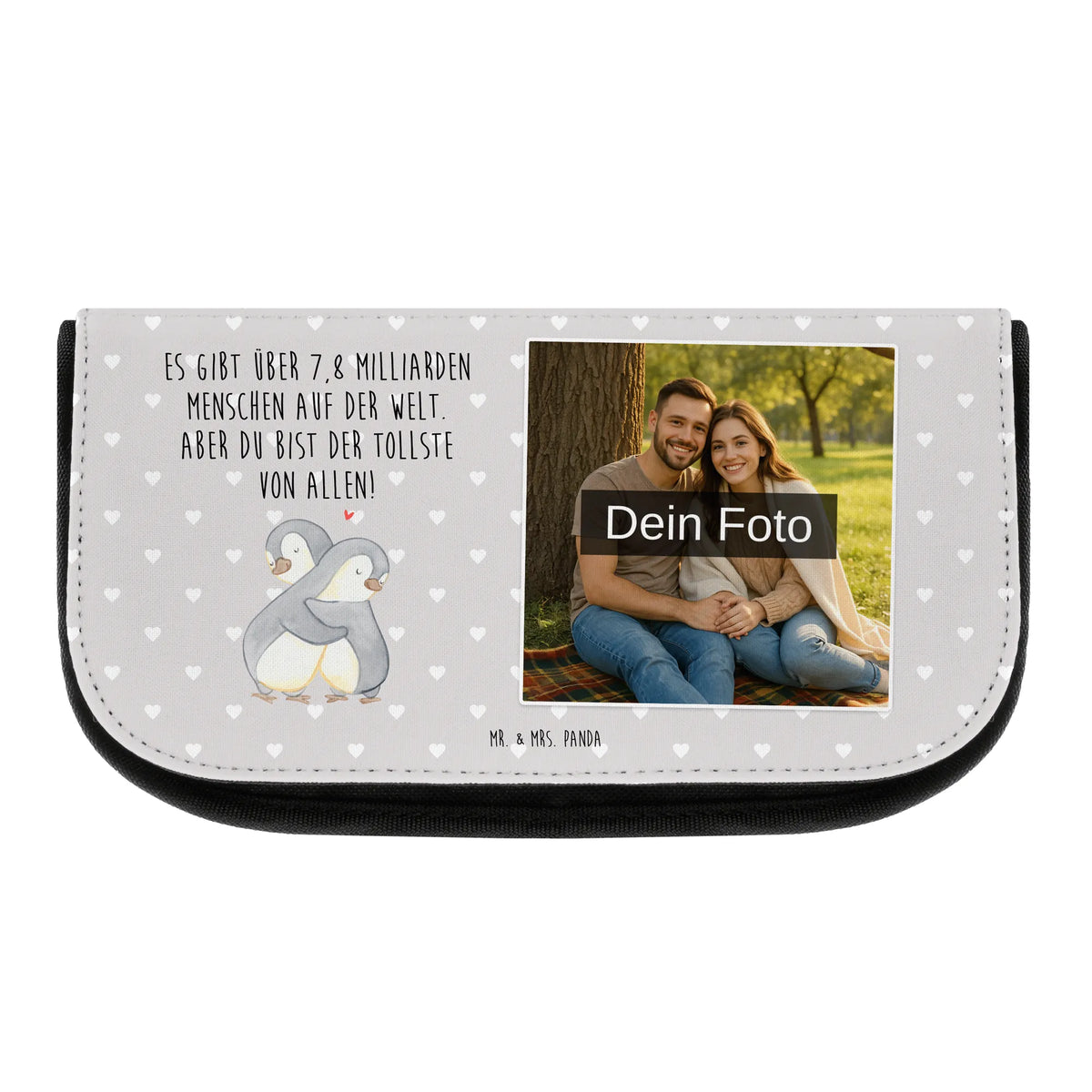 Personalized Photo Makeup Bag penguins Cuddle Loving, Two, Together, Marriage, Proposal of marriage, Love gift, gift for her, gift for him, anniversary gift, Valentine's Day Gift for Women Love Gift Anniversary Wedding Anniversary Party Favor Gift for Girlfriend Gift for Partner Boyfriend Gift Token of Love for Men for Husband