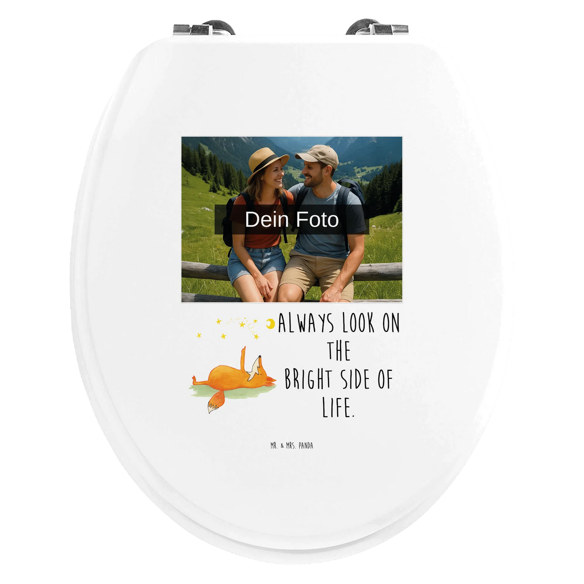 Personalisierter Foto WC Sitz Motiv Fuchs Sterne Design Toilettendeckel mit Namen, Personalisierter Klodeckel, WC Sitz mit Namen, Personalisierter WC-Sitz, Personalisierter Toilettendeckel mit Foto, Personalisierte Klobrille, Fuchs, Romantik, Füchse, Always Look on the Bright Side of Life, Spruch schön, Spruch positiv, tröstende Worte