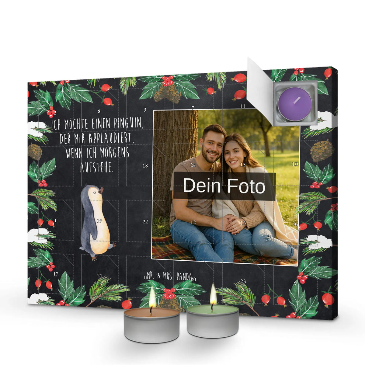  Pingwin maszerować Personalisierter Duftkerzen Foto Adventskalender, Pinguin, Schwester, Langschläfer, Pinguine, Frühaufsteher, Familie, Bruder