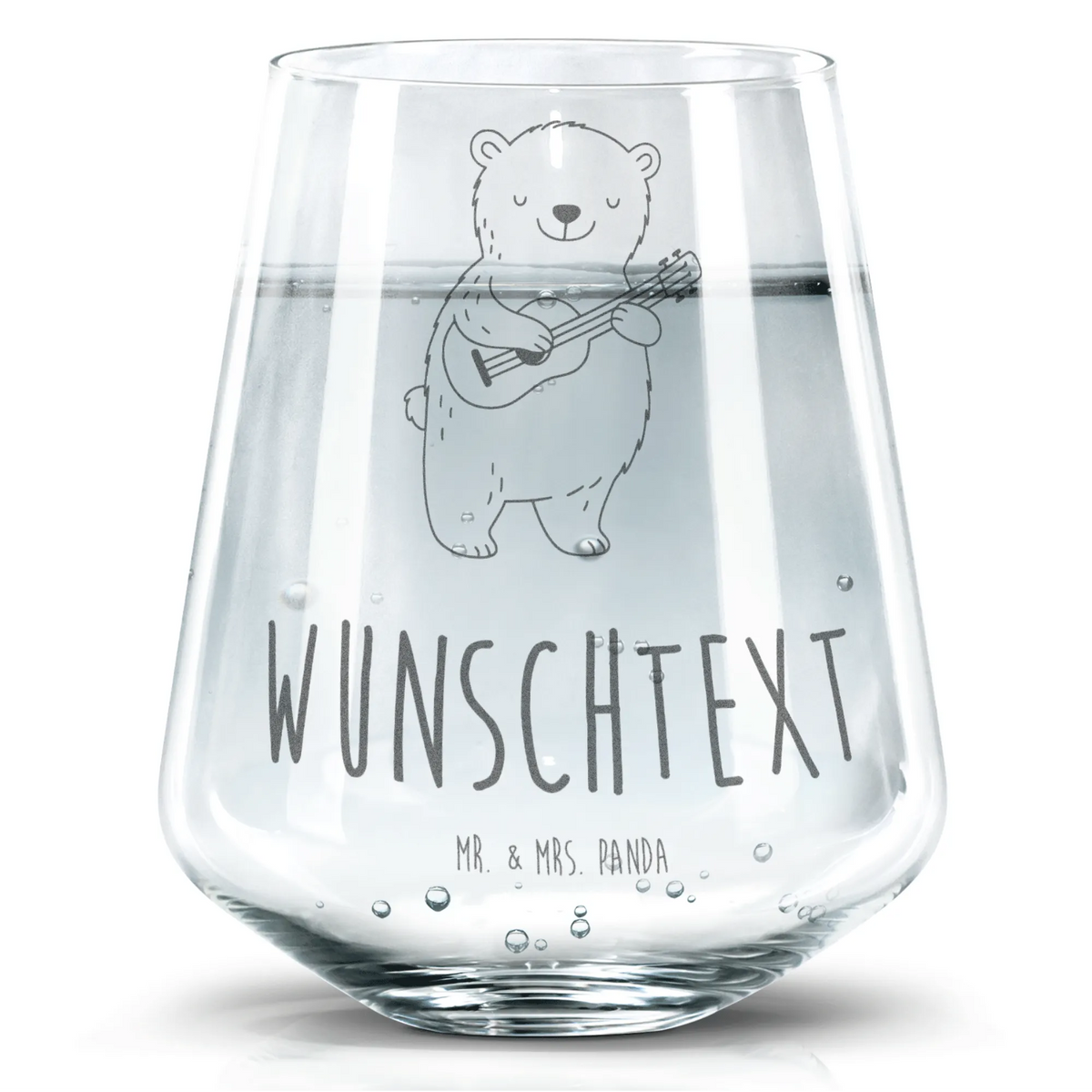 Personalized Drinking Glass Bear Guitar