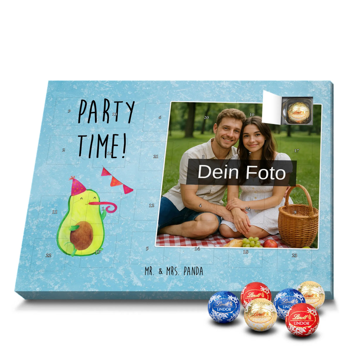 Personalisierter Schoko Foto Adventskalender Avocado Party Zeit Fotokalender Advent, Personalisierter Schoko Foto Adventskalender, Schoko Foto Adventskalender, Foto Schokoladen Adventskalender, Foto Adventskalender, Vegan, Veggie, Avocado, Gesund