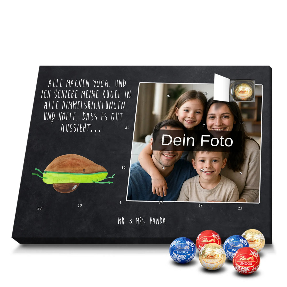 Personalisierter Schoko Foto Adventskalender Avocado Yoga Fotokalender Advent, Foto Adventskalender, Personalisierter Schoko Foto Adventskalender, Schoko Foto Adventskalender, Foto Schokoladen Adventskalender, Vegan, Veggie, Avocado, Gesund, Avocado Yoga Vegan