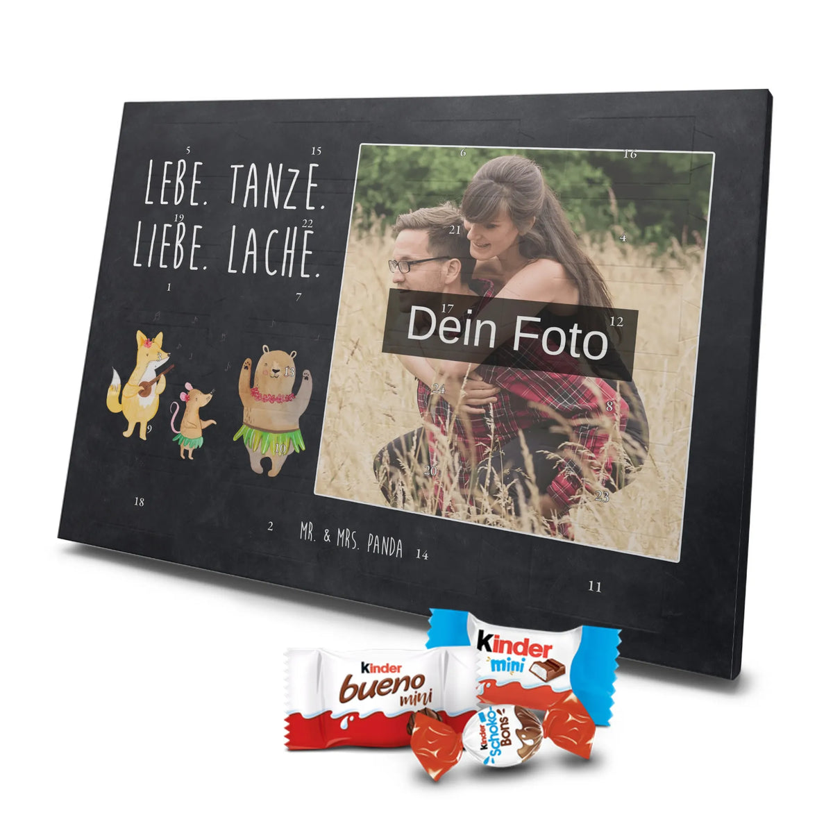 Personalisierter Schoko Foto Adventskalender Waldtiere Aloha Fotokalender Advent, Foto Schokoladen Adventskalender, Foto Adventskalender, Schoko Foto Adventskalender, Personalisierter Schoko Foto Adventskalender, Tiere, Gute Laune, Lustige Sprüche, Tiermotive, Lachen, Leben, Aloha, Wald, Tanzen, Hase, Bär, Waldtiere, Igel, Musik