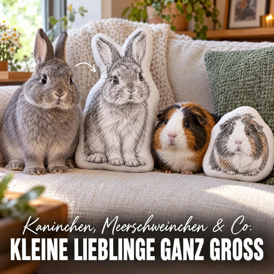 Personalisiertes Formkissen Haustier im Stil einer Bleistift Zeichnung