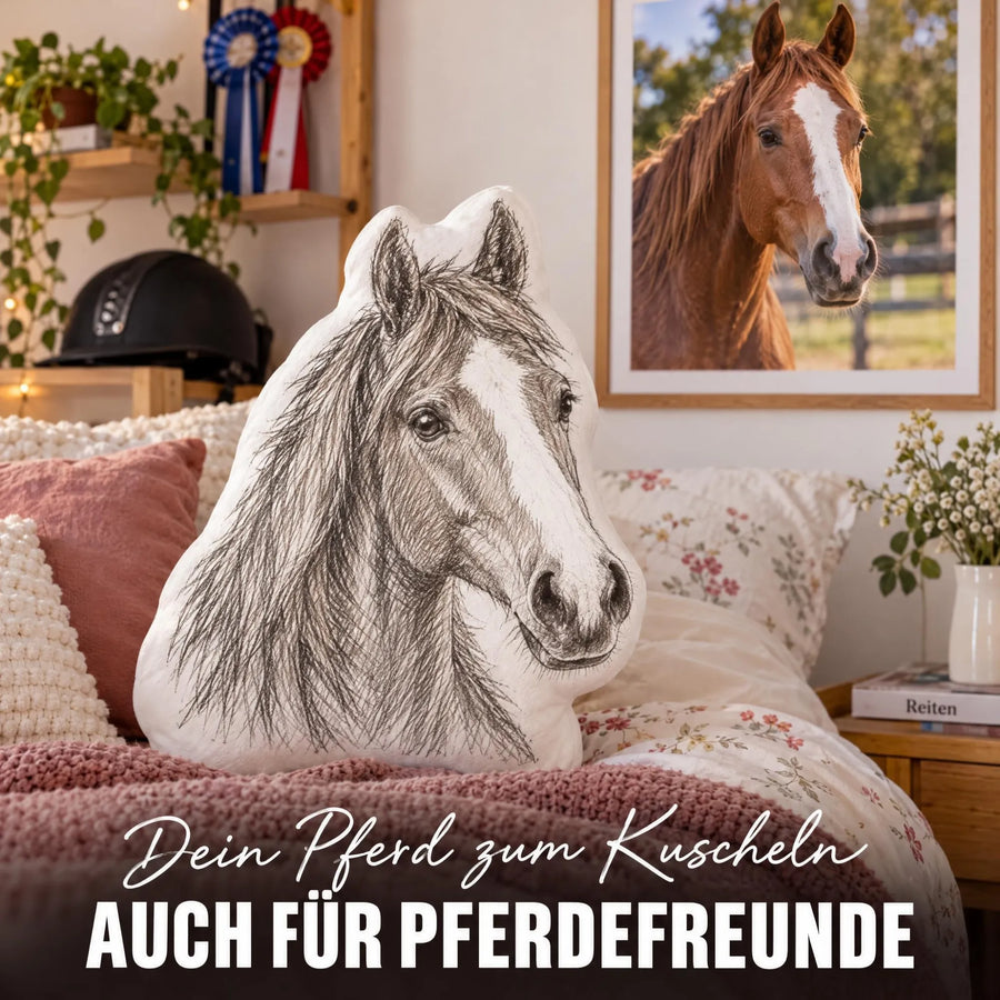 Personalisiertes Formkissen Haustier im Stil einer Bleistift Zeichnung