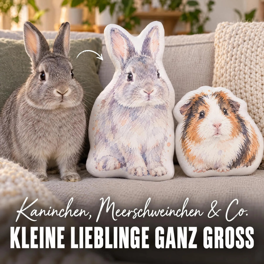 Personalisiertes Formkissen Haustier im Stil einer Aquarell Zeichnung