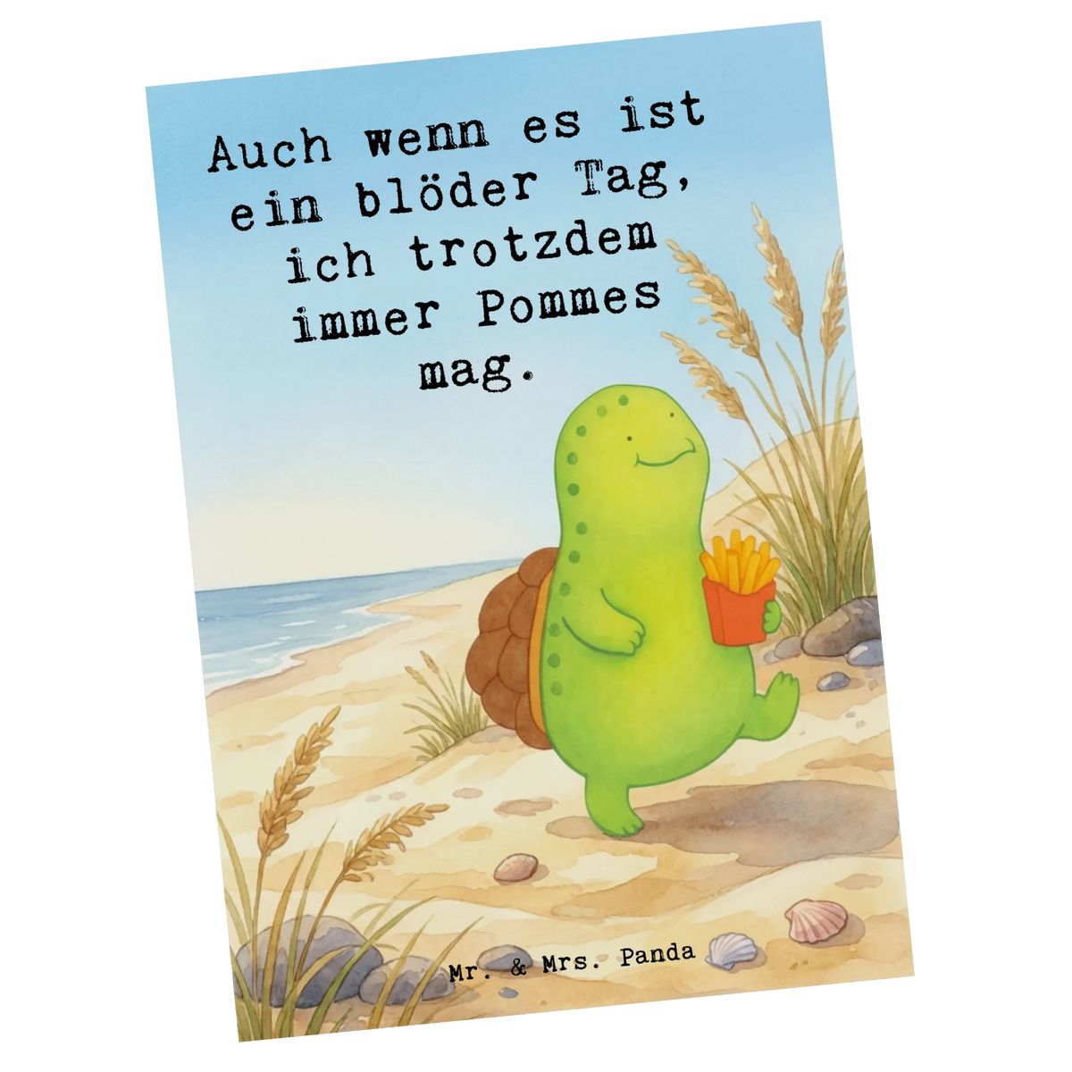 Postkarte Schildkröte  Pommes Design Ansichtskarte, Grußkarte, Postkarten, Bildkarte, Motivkarte, Kunstkarte, Ansichtskarten, Designkarte, Einzelkarte, Kunstkarten, Postkarte, Fotokarte, Spruchkarte