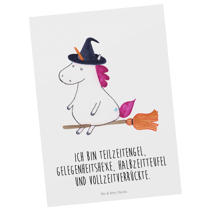Postcard unicorn Witch