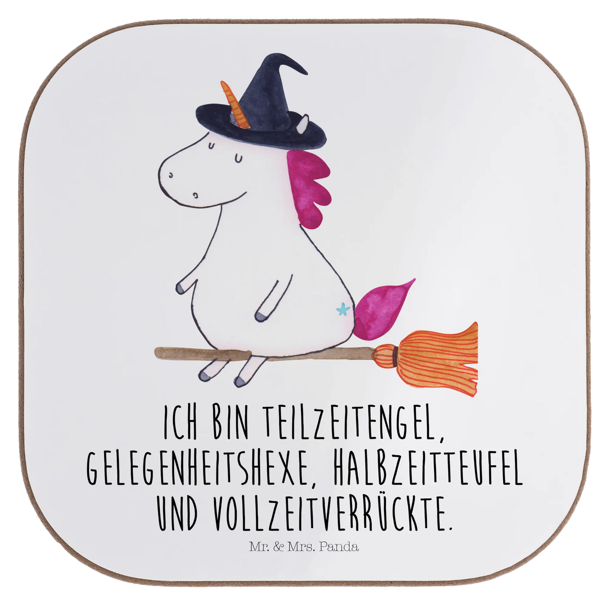 Square coaster unicorn Witch bad girl, witch, wife gift, girlfriend present, mad, devil, bitch