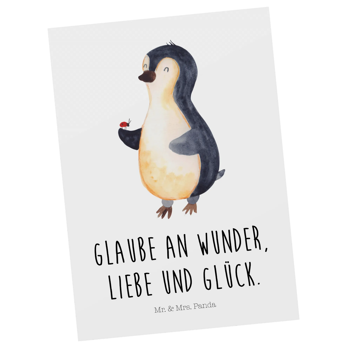 Postcard Penguin ladybug North Pole, Penguins, wonder, joy, joy of life, ladybird, penguins