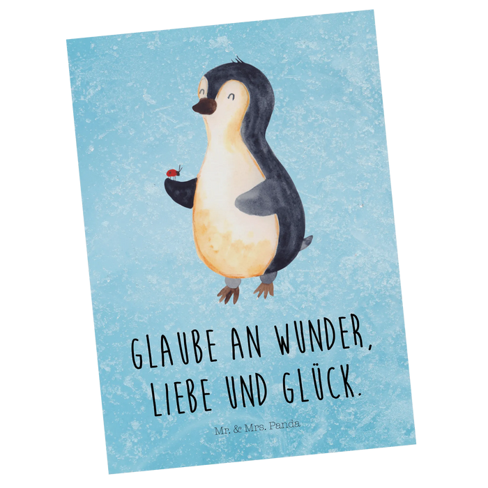 Postcard Penguin ladybug