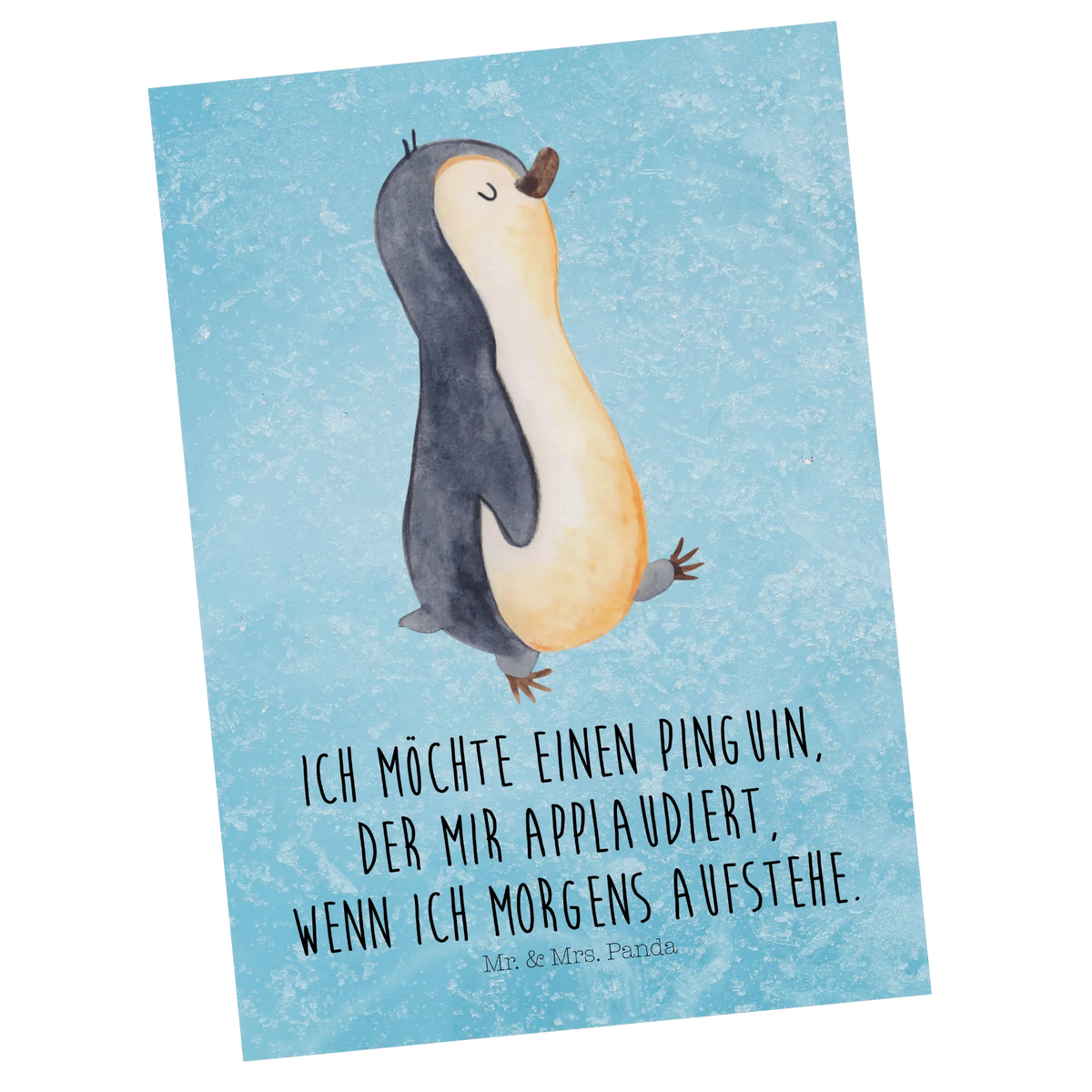 Postcard Penguin march North Pole, Penguins, early riser, penguins, late riser