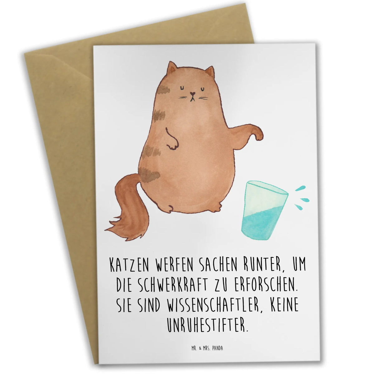 Grußkarte Katze Wasserglas