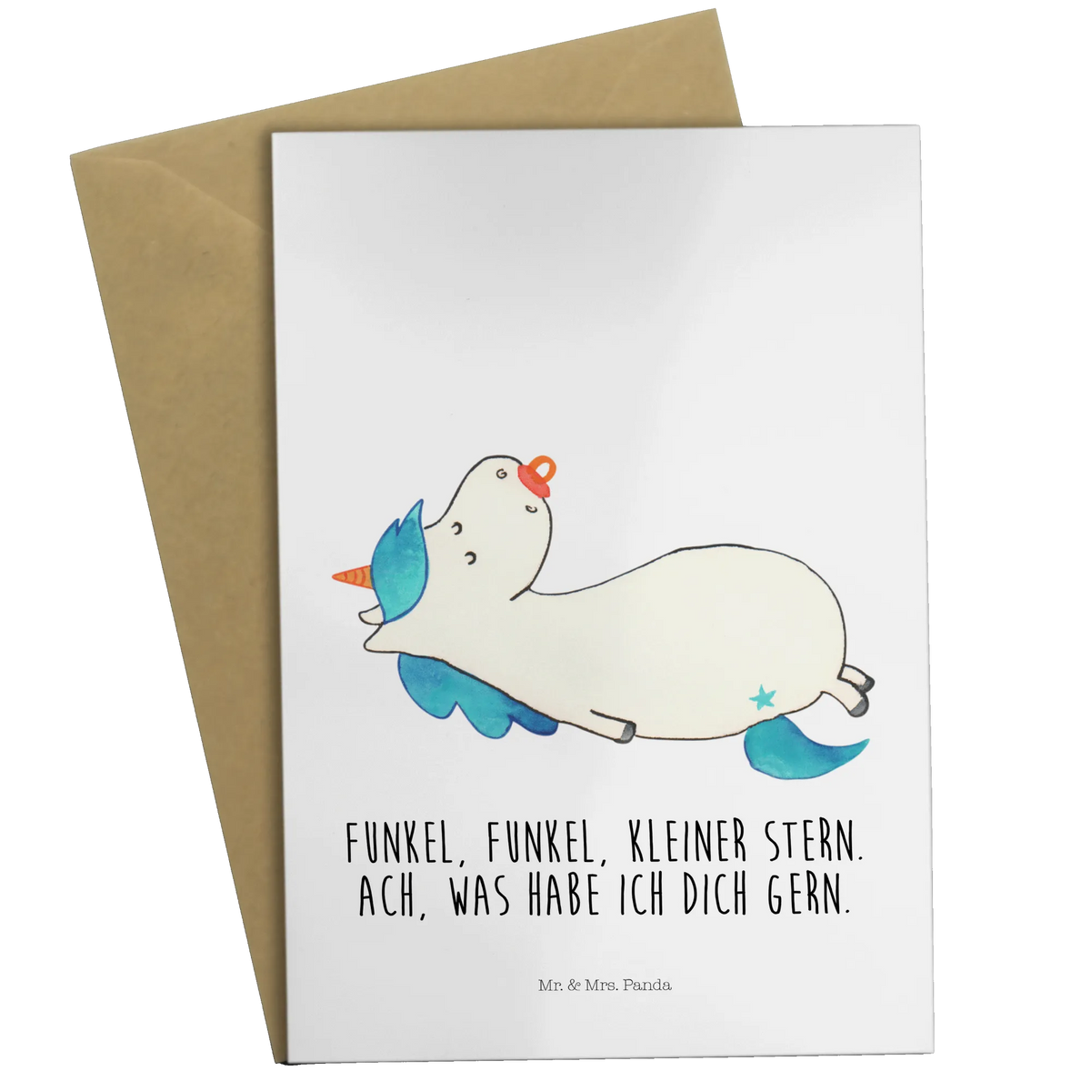 Greetings card unicorn dummy birth gift, birth present, toddler, gift birth, mother, infant, pacifier