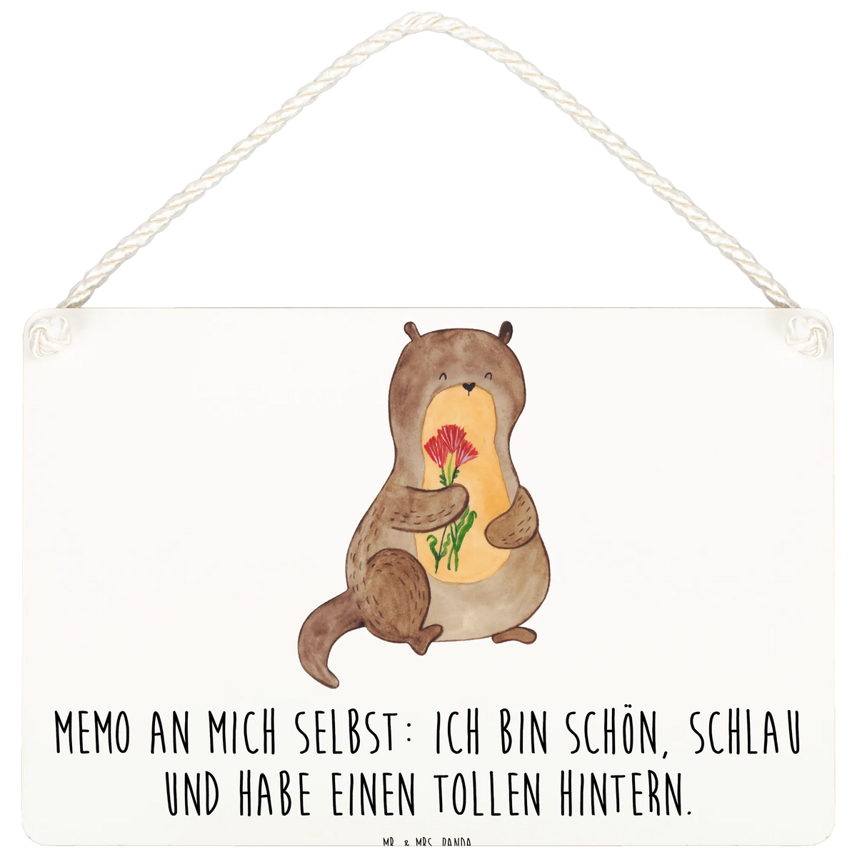 Deko Schild Otter Blumenstrauß