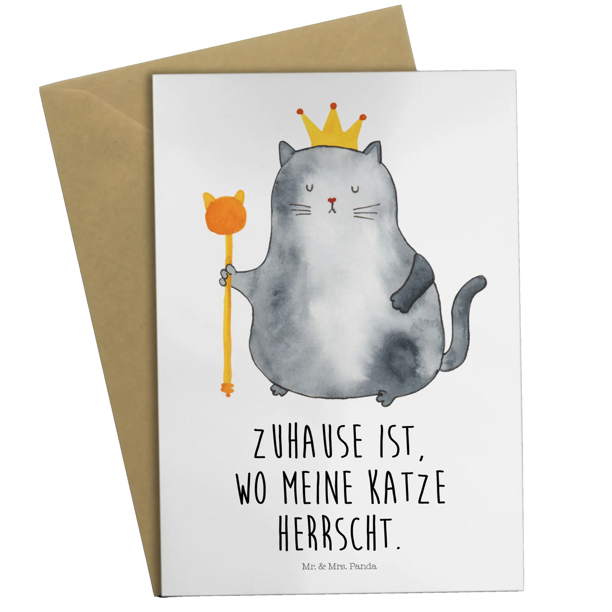 Greetings card Cat king animal lover, tomcat, kitty, meow, kitten, housecat, mama cat, love cats, cat image, cat fan, cat lover, cat fancier, cat decoration, gift for cat lover, cat owner, funny cats, cat sayings, cat motto, funny cat gifts, fan merchandise, cat stuff, first own apartment, moving in, move, apartment, tenement, pussy, pet, king