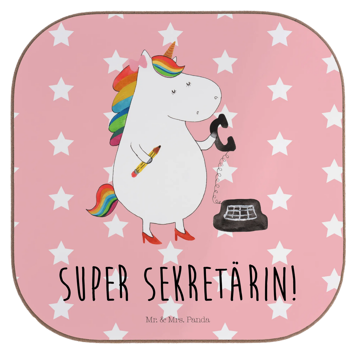 Square coaster unicorn secretary Coasters, glass coasters, breakfast, gifts, presents, gift, party, unicorn, unicorns, Secretary, office worker, secretary present, gift colleg, attorney, tax office, office help, office
