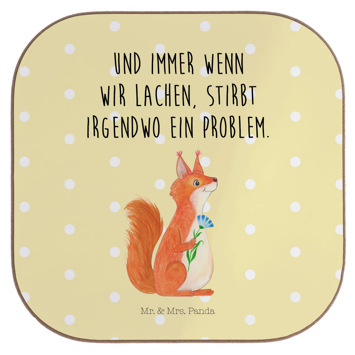Square coaster Squirrel flower card, gift ideas, gifts, small animals, cute, cute animal motives, hand drawn, funny sayings, good mood, special gifts, animal lover, laughter, Squirrel, positive saying, motivation pictures, motivation sayings, happy saying, saying decoration, fun