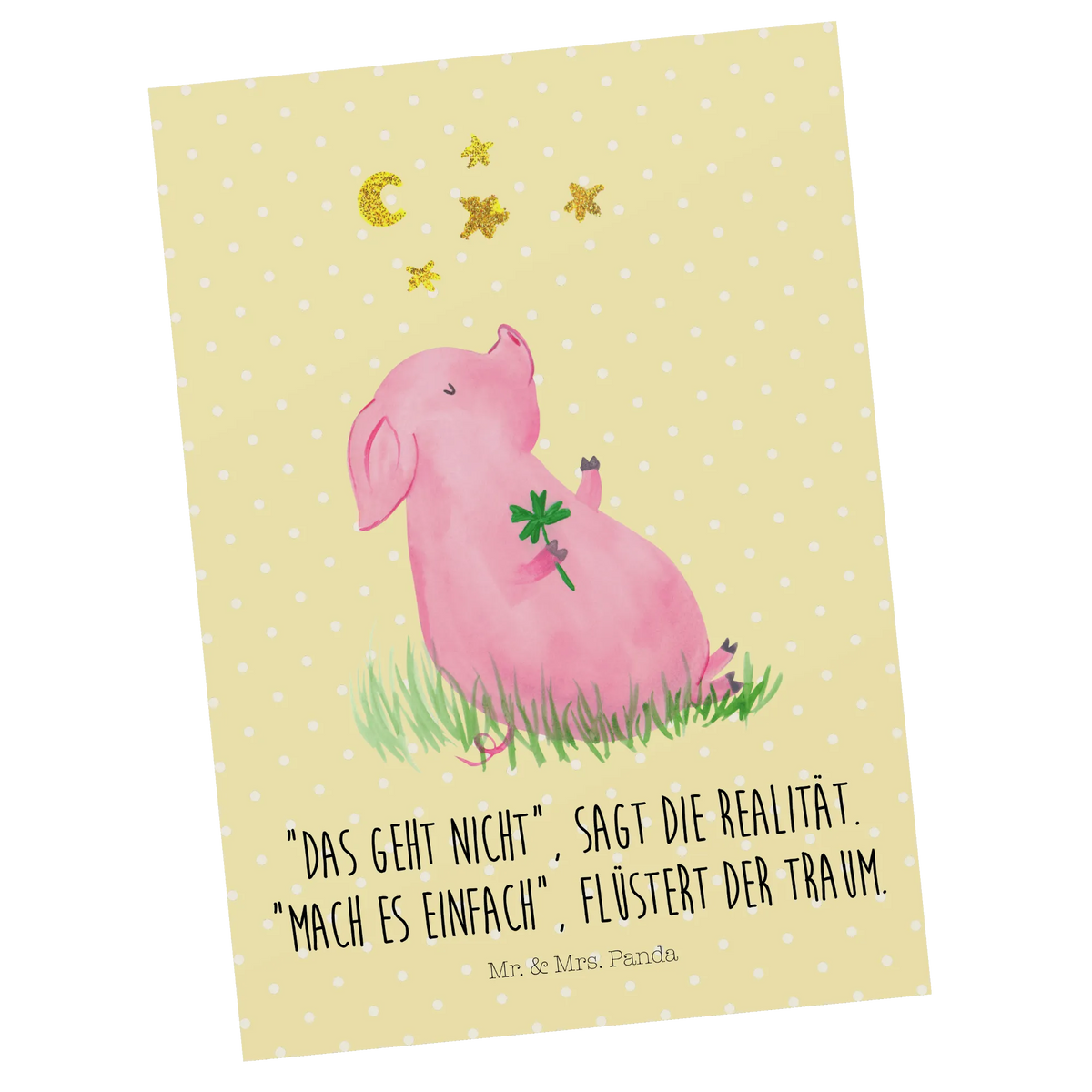 Postcard Pig Luck card, gift card, invitation, paper, letter, gift, postcards, invitation card, Postcard, small animals, cute, funny, cute animal motives, hand drawn, small world, funny sayings, good mood, happy, gifts, gift ideas, special gifts, animal lover, dreams, stars, lucky charm, motivation, goals, pig, piglet, Lucky bastard. Luck, asterisks