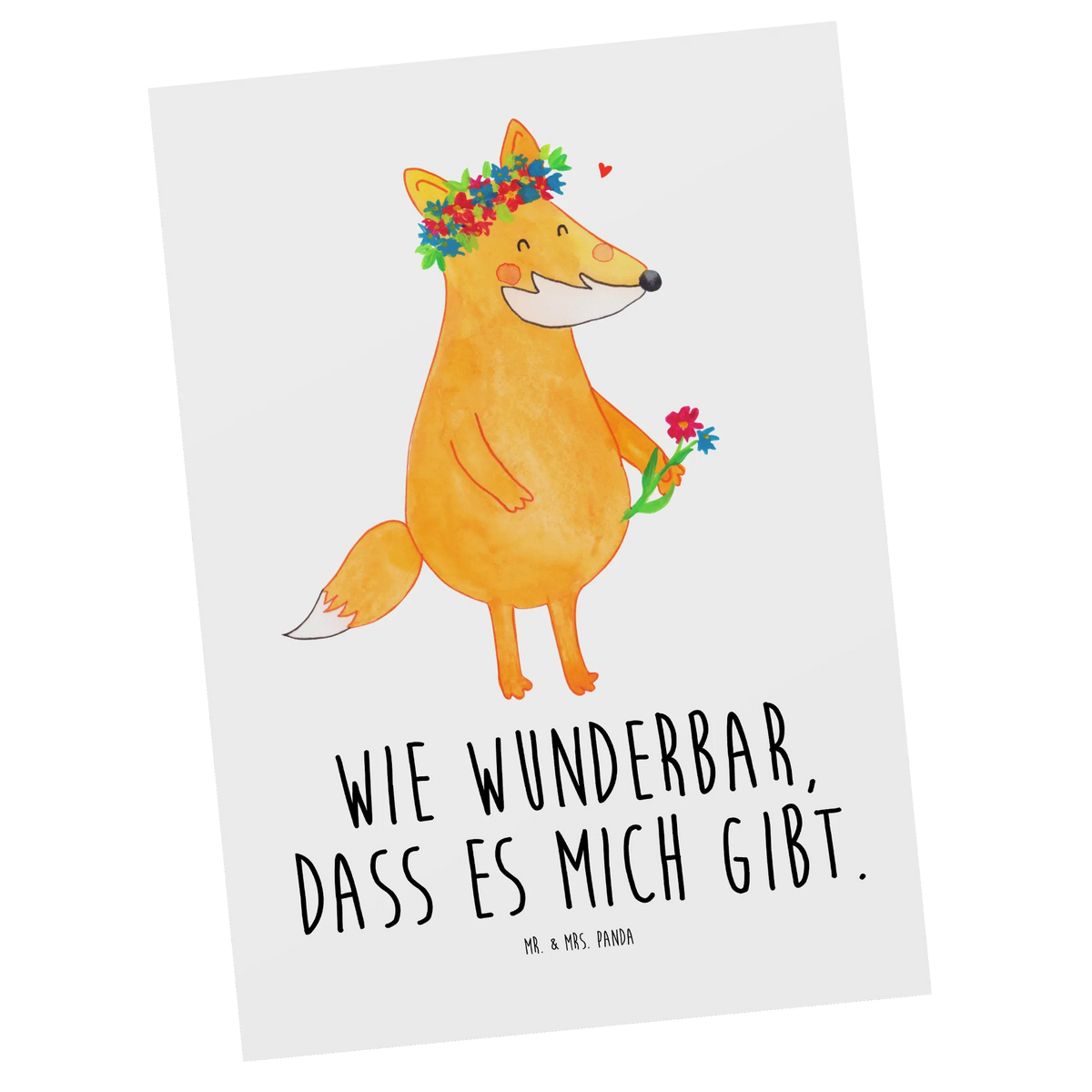 Postcard Fox Flower animal lover, foxes, forest wildlife, clever as a fox, fox girl, me, flower girl, flowers, flower, girlfriend, self-love, girlfriends, joy, proof of love