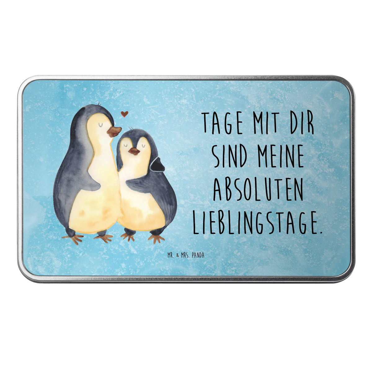 Metal tin Penguin embrace storage box, lunch box, cookie tin, aluminium tin, metal box, container, lock-up box, tin box, Tin can, storage tin, tins, Penguin, North Pole, Winter, Penguins, wedding, love gift, anniversary, lovers, wedding gift, love, wedding day, penguin, proof of love, engagement